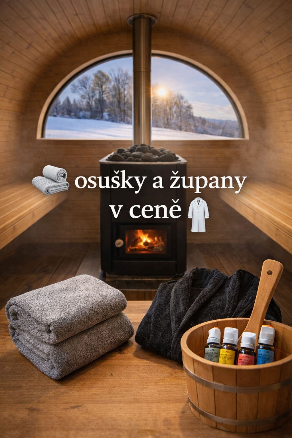 Připravené ručníky v sauně