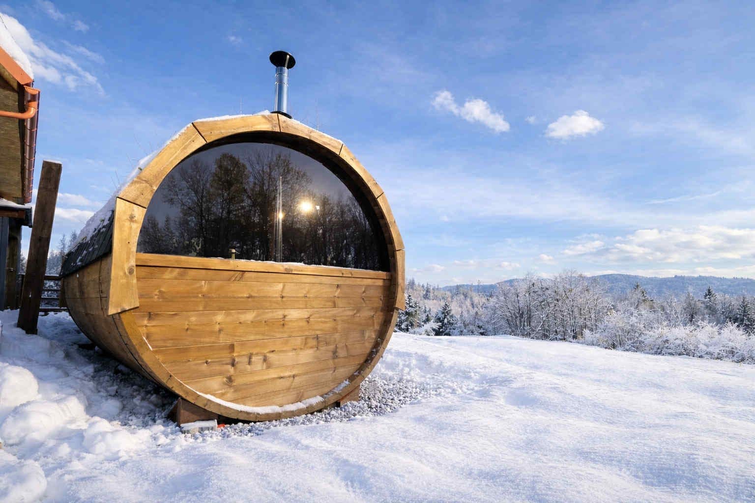 Sauna v zimě pod sněhem